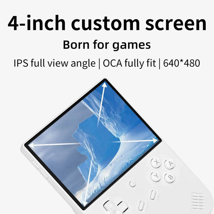 4-inch custom screen with gaming features on a white background ANBERNIC RG 40XXV Portable Gaming Device with 300+ Games ANBERNIC RG 40XXV 4.0-inch IPS Display Retro Portable Gaming Device Video Player Linux 5G WIFI Bluetooth 256G Over 300 PSP Games Present