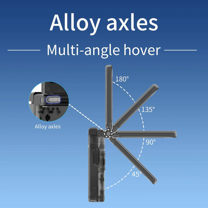 Diagram of alloy axles with multi-angle hover capabilities on a blue background ANBERNIC RG35XXSP Retro Flip Handheld Gaming Device ANBERNIC RG35XXSP Retro Flip Handheld Gaming Device with 3.5 Inch IPS Display Linux H700 Video Game Player Allows WIFI Streaming and Bluetooth Connectivity