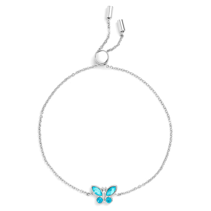 Charming Birthstone Butterfly Bracelet for Any Occasion - Wearing Felicity Birthstone-Butterfly-Bracelet-Blue-Zircon Wear Felicity