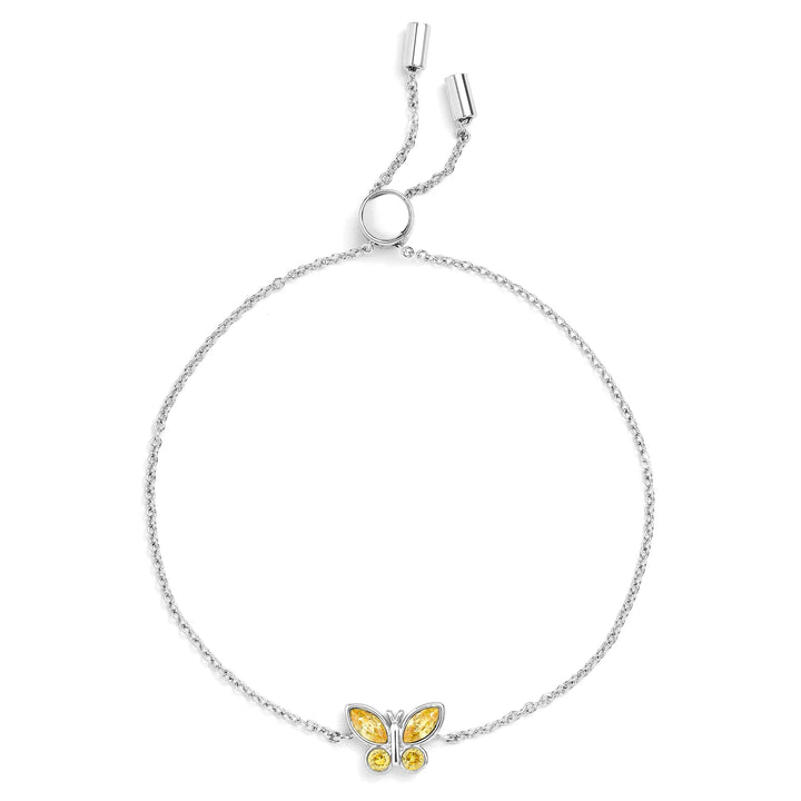 Charming Birthstone Butterfly Bracelet for Any Occasion - Wearing Felicity Birthstone-Butterfly-Bracelet-Yellow-Topaz Wear Felicity