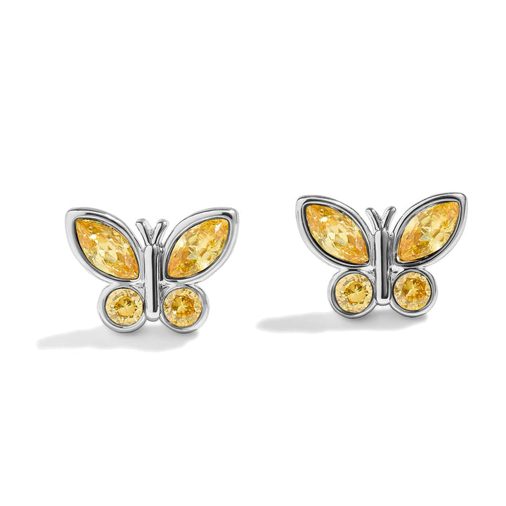 Stylish Birthstone Butterfly Earrings for Every Occasion - Wearing Felicity Birthstone-Butterfly-Earring-Yellow-Topaz