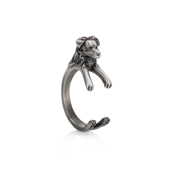 Stylish Border Collie Wrap Ring for Dog Lovers - Wearing Felicity Border-Collie-Wrap-Ring-01 Wear Felicity