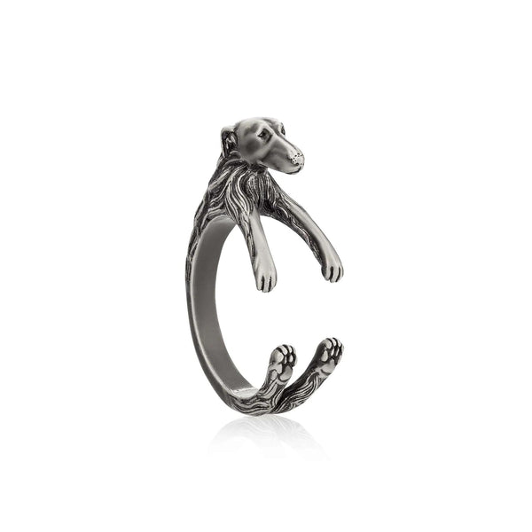 Stylish Borzois Wrap Ring for Dog Lovers - Wearing Felicity Borzois-Wrap-Ring Wear Felicity