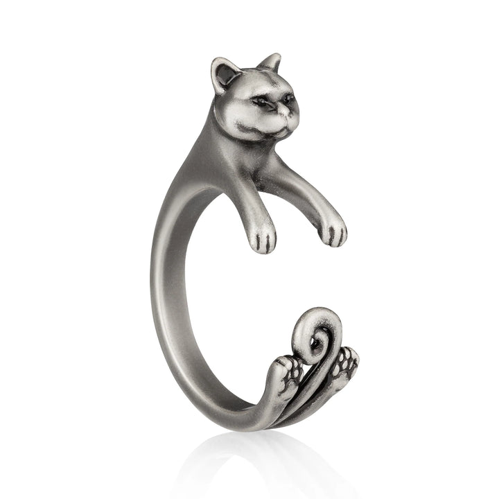 Stylish British Shorthair Wrap Ring for Cat Lovers - Wearing Felicity British-Shorthair-Wrap-Ring-0 Wear Felicity