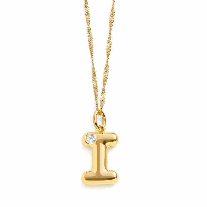 Personalized Bubble Letter Initial Necklace - Wearing Felicity Bubble-Letter-Initial-Necklace-Gold-I Wear Felicity