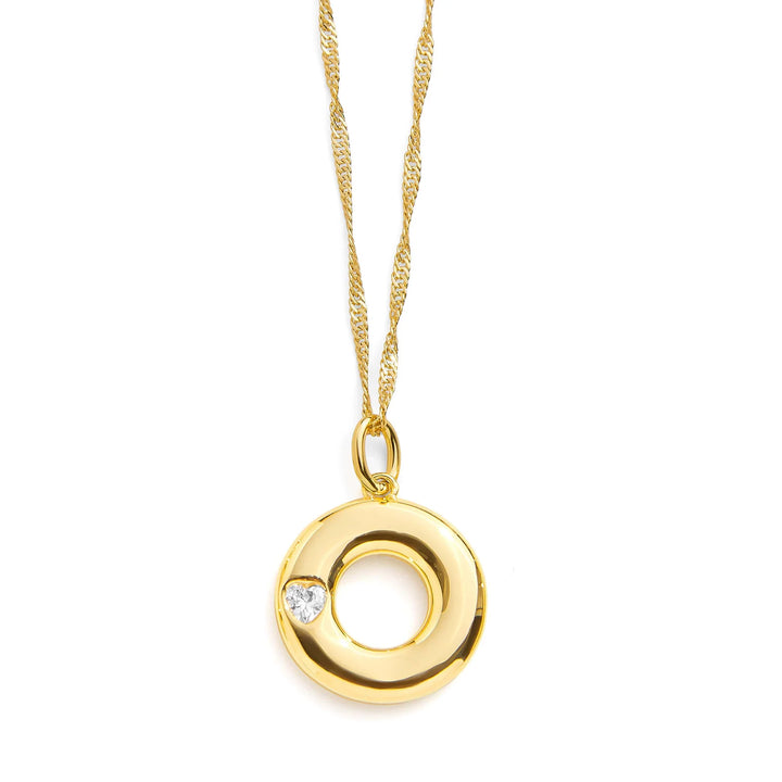 Personalized Bubble Letter Initial Necklace - Wearing Felicity Bubble-Letter-Initial-Necklace-Gold-O Wear Felicity