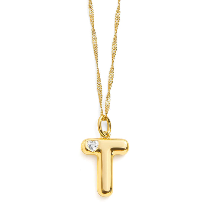 Personalized Bubble Letter Initial Necklace - Wearing Felicity Bubble-Letter-Initial-Necklace-Gold-T Wear Felicity