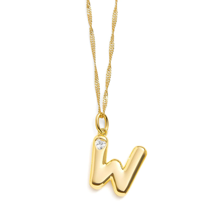 Personalized Bubble Letter Initial Necklace - Wearing Felicity Bubble-Letter-Initial-Necklace-Gold-W Wear Felicity