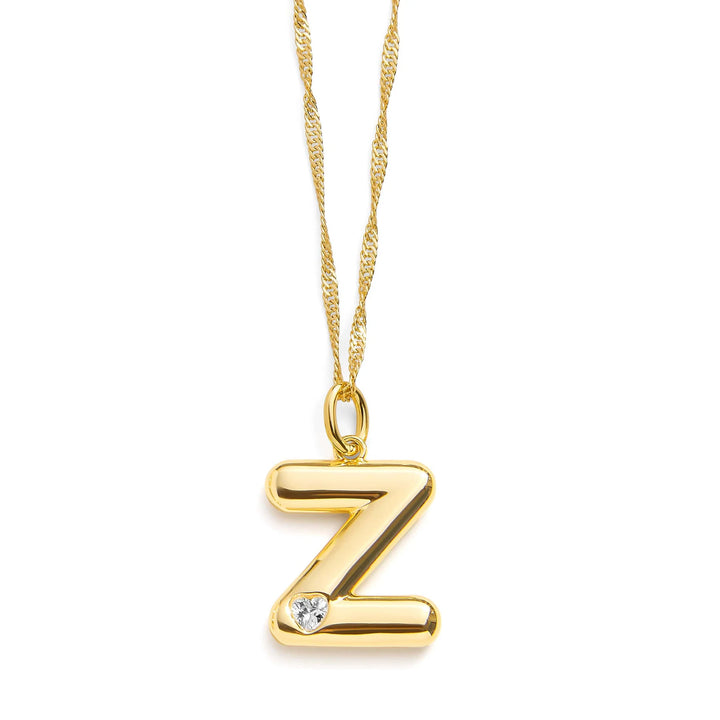 Personalized Bubble Letter Initial Necklace - Wearing Felicity Bubble-Letter-Initial-Necklace-Gold-Z Wear Felicity