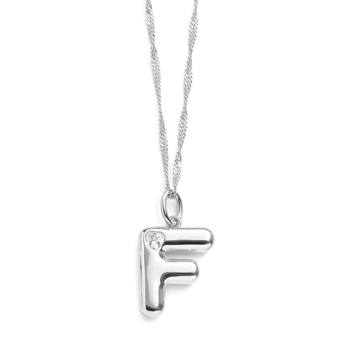 Personalized Bubble Letter Initial Necklace - Wearing Felicity Bubble-Letter-Initial-Necklace-Silver-F Wear Felicity