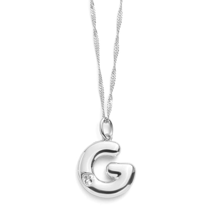Personalized Bubble Letter Initial Necklace - Wearing Felicity Bubble-Letter-Initial-Necklace-Silver-G Wear Felicity