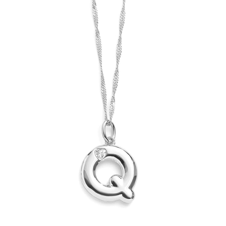 Personalized Bubble Letter Initial Necklace - Wearing Felicity Bubble-Letter-Initial-Necklace-Silver-Q Wear Felicity