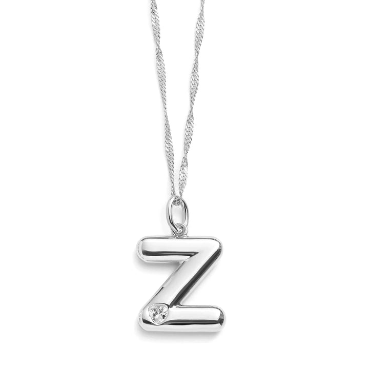 Personalized Bubble Letter Initial Necklace - Wearing Felicity Bubble-Letter-Initial-Necklace-Silver-Z Wear Felicity