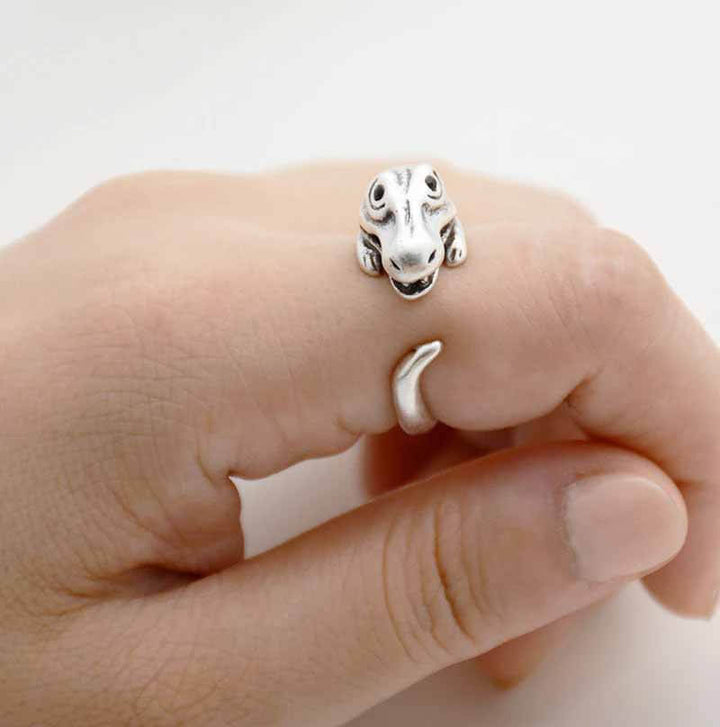 Stylish Dinosaur Wrap Ring for Animal Lovers - Wearing Felicity Dinosaur-Wrap-Ring-Silver Wear Felicity