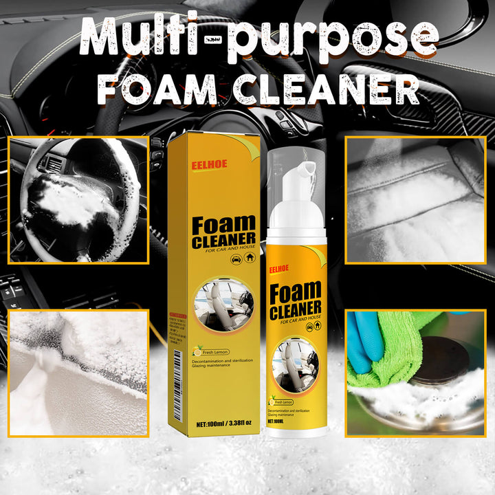 Eelhoe foam cleaner with packaging and usage examples on a car interior background EELHOE Foam Cleaner for Car Interiors & Leather Seats EELHOE Foam Cleaner for Car Steering Wheels and Leather Seats, Contamination Removal, Versatile Interior Cleaning Solution