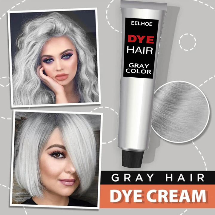 Gray hair dye cream with before and after images of a person with gray hair. EELHOE Gray Hair Styling Cream for Seniors EELHOE Hair Styling Product for Seniors Gray Hair Styling Item Popular Hair Cream Simple to Tint Hair Maintenance Durable Soft without Harming Hair
