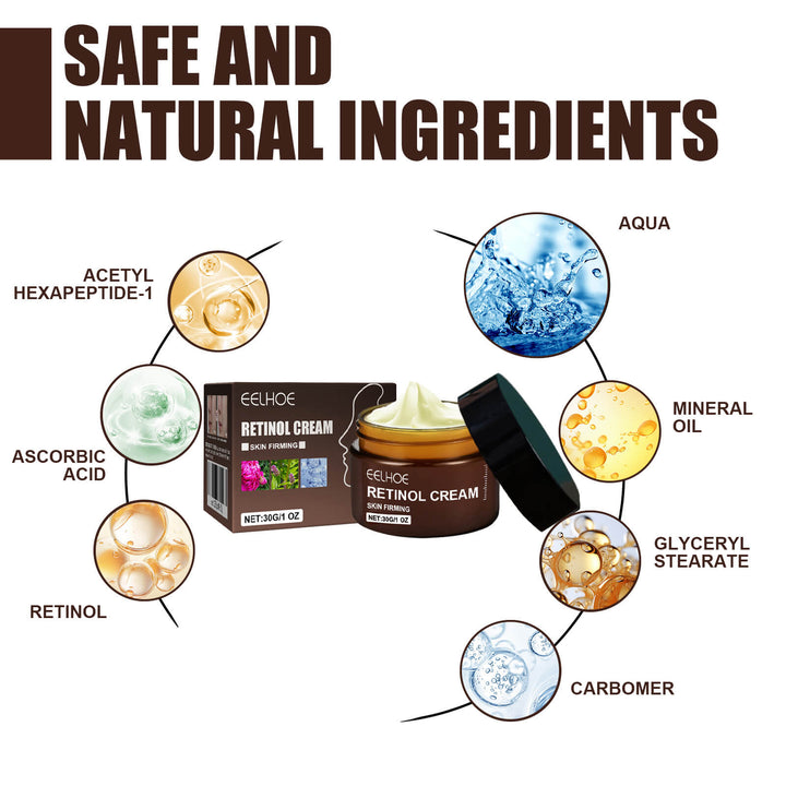 Eelhoe Retinol Cream with labeled ingredients on a white background EELHOE Retinol Cream: Hydrating Anti-Aging Solution EELHOE Retinol Cream Age-Defying Tightening Illuminating Hydrating Face Skincare Cream