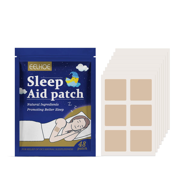 Sleep aid patch packaging with patches on a white background EELHOE Sleep Stickers for Soothing Comfort and Care EELHOE Sleep Stickers Calming Sleep Support Product Enhancing Comfort for Restful Sleep Body Care Patches
