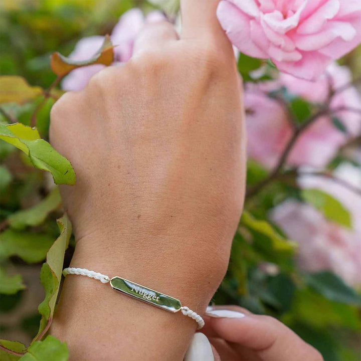 Personalized Engravable Bar Bracelet for Unique Style - Wearing Felicity Engravable-Bar-Bracelet-05 Wear Felicity