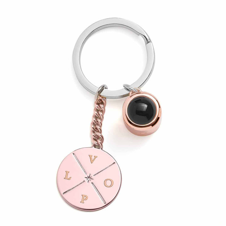Personalized Engravable Circle Photo Keychain - Wearing Felicity Engravable-Circle-Photo-Keychain-03 Wear Felicity