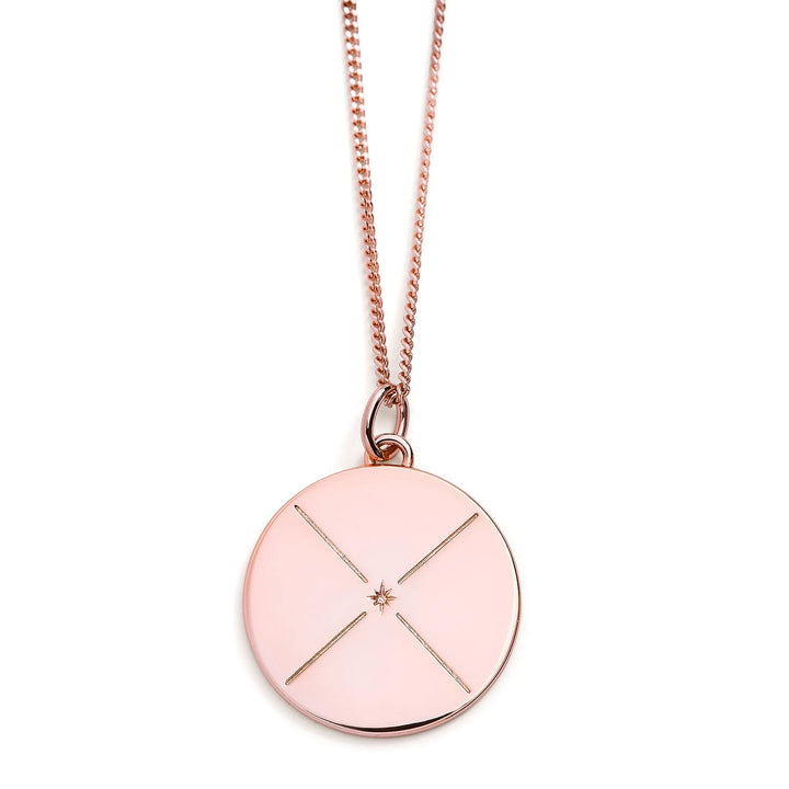 Personalized Engravable Circle Quadrant Necklace - Wearing Felicity Engravable-Circle-Quadrant-Necklace-Rose-Gold Wear Felicity