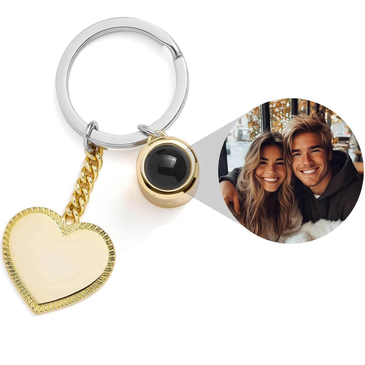Personalized Engravable Heart Photo Keychain - Wearing Felicity Engravable-Heart-Photo-Keychain-Gold Wear Felicity