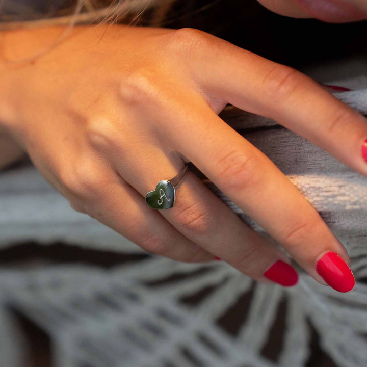 Personalized Engravable Heart Ring - Unique Jewelry - Wearing Felicity Engravable-Heart-Ring-02 Wear Felicity