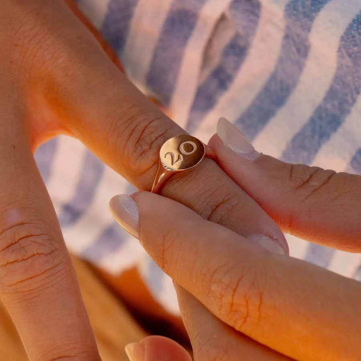 Personalized Engravable Heart Ring - Unique Jewelry - Wearing Felicity Engravable-Signet-Ring-02 Wear Felicity