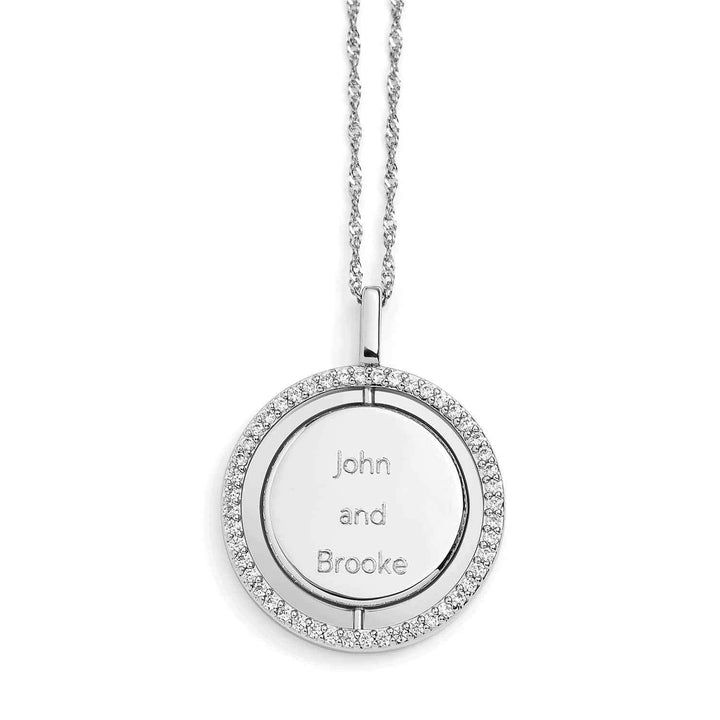 Personalized Engravable Spin Necklace - Wearing Felicity Engravable-Spin-Necklace-01 Wear Felicity