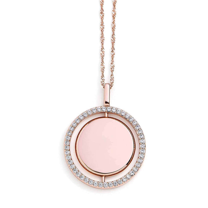 Personalized Engravable Spin Necklace - Wearing Felicity Engravable-Spin-Necklace-Rose-Gold Wear Felicity