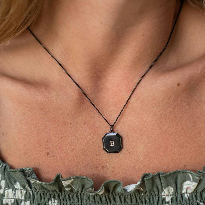 Personalized Engravable Square Necklace - Stylish Gift - Wearing Felicity Engravable-Square-Necklace-03 Wear Felicity