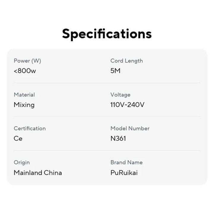 Specifications of a product including power, cord length, voltage, model number, brand name, and origin on a white background. Slim Electric Robotic Vacuum Cleaner for Windows Extremely Slim Robotic Vacuum Cleaner for Windows, Machine for Cleaning Glass, Electric Glass Cleaner, Remote-controlled Device for Household Use