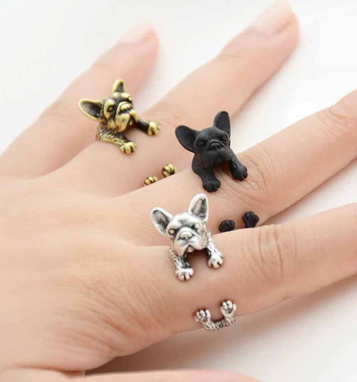 Stylish French Bull Dog Wrap Ring for Pet Lovers - Wearing Felicity French-Bull-Dog-Wrap-Ring-01 Wear Felicity