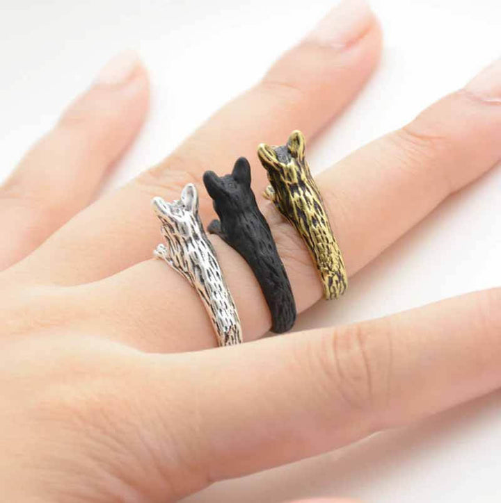Stylish German Shepherd Wrap Ring for Dog Lovers - Wearing Felicity German-Shepherd-Wrap-Ring-02 Wear Felicity