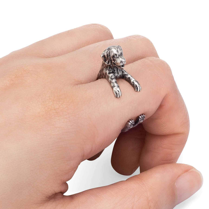 Stylish Golden Retriever Wrap Ring for Dog Lovers - Wearing Felicity Golden-Retriever-Wrap-Ring-01 Wear Felicity