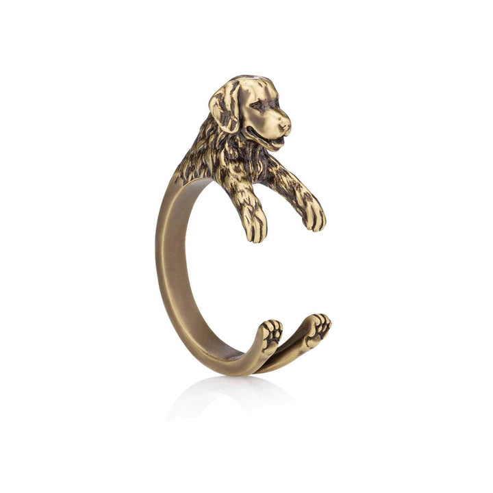 Stylish Golden Retriever Wrap Ring for Dog Lovers - Wearing Felicity Golden-Retriever-Wrap-Ring-Gold Wear Felicity