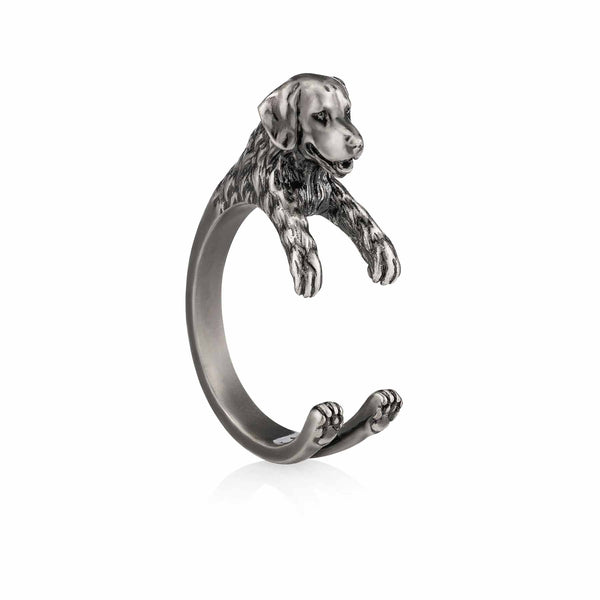 Stylish Golden Retriever Wrap Ring for Dog Lovers - Wearing Felicity Golden-Retriever-Wrap-Ring-Silver Wear Felicity