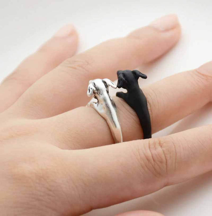 Stylish Greyhound Wrap Ring for Animal Lovers - Wearing Felicity Greyhound-Wrap-Ring-02 Wear Felicity