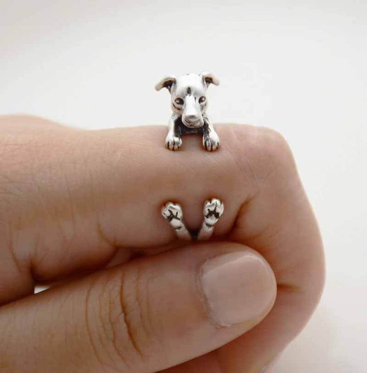 Stylish Greyhound Wrap Ring for Animal Lovers - Wearing Felicity Greyhound-Wrap-Ring-Silver Wear Felicity