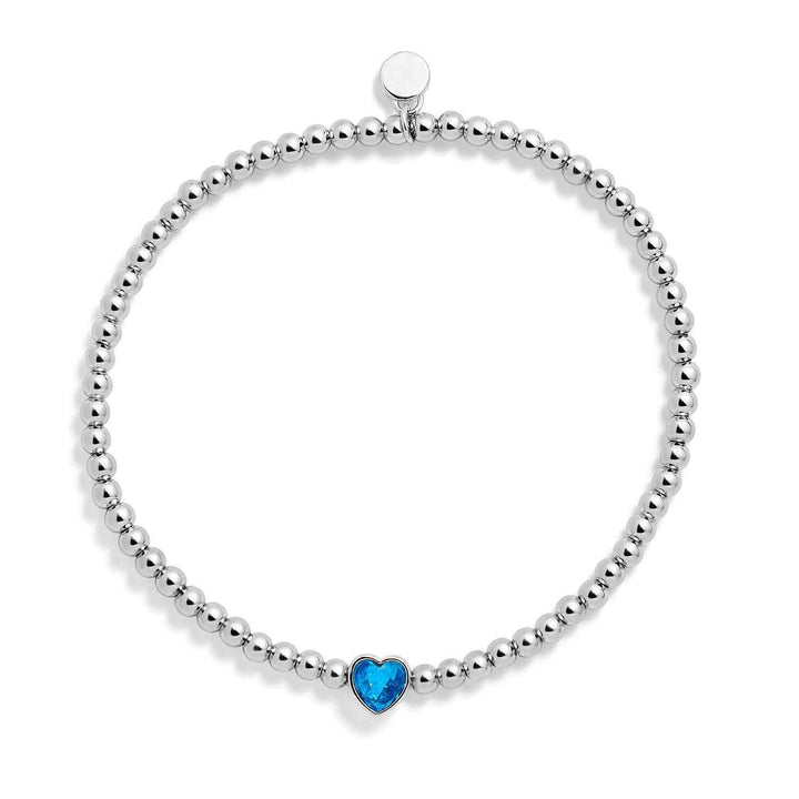 Personalized Heart Birthstone Stretch Bracelet - Wearing Felicity Heart-Birthstone-Stretch-Bracelet-Blue-Zircon Wear Felicity