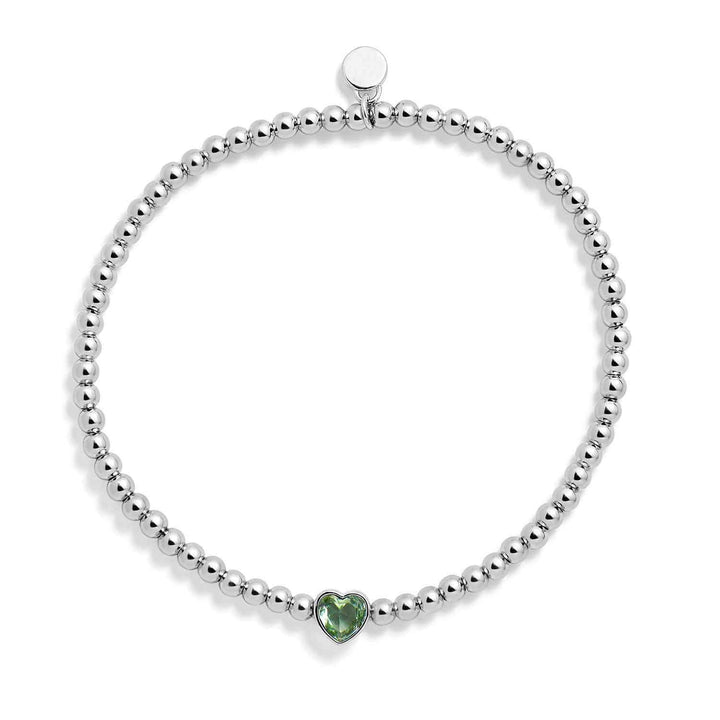 Personalized Heart Birthstone Stretch Bracelet - Wearing Felicity Heart-Birthstone-Stretch-Bracelet-Peridot Wear Felicity