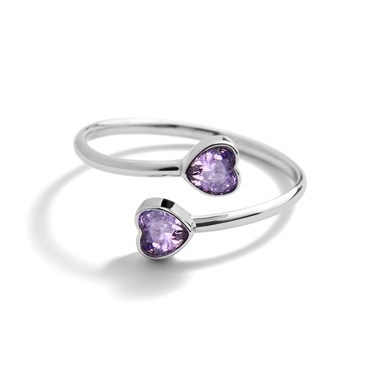 Custom Heart Birthstone Wrap Ring - Wearing Felicity Heart-Birthstone-Wrap-Ring-Amethyst Wear Felicity