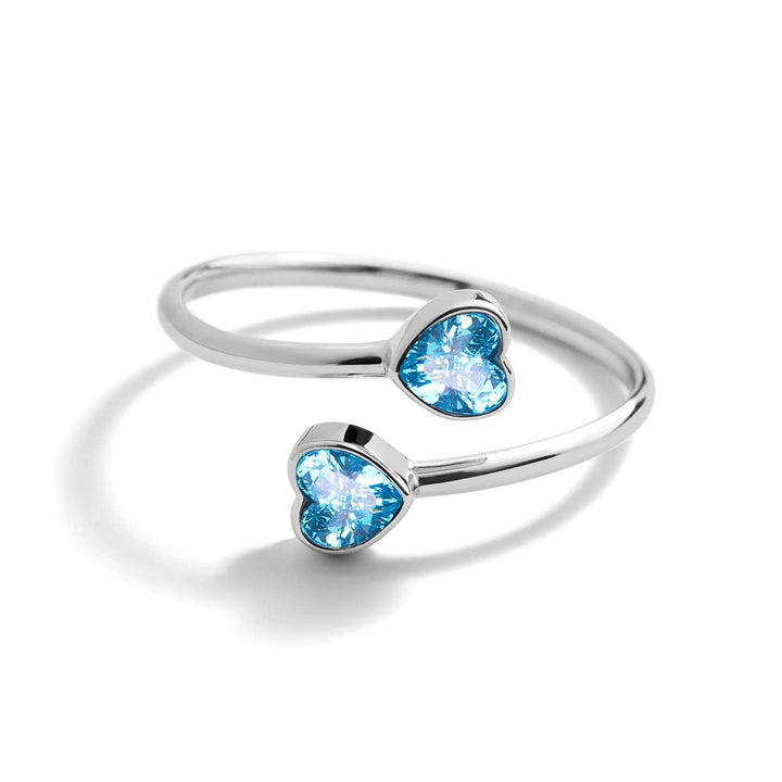 Custom Heart Birthstone Wrap Ring - Wearing Felicity Heart-Birthstone-Wrap-Ring-Aquamarine Wear Felicity