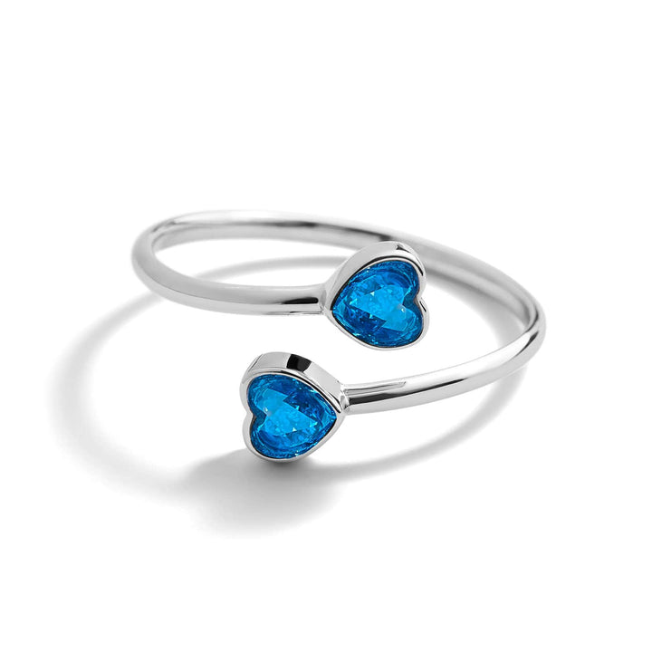 Custom Heart Birthstone Wrap Ring - Wearing Felicity Heart-Birthstone-Wrap-Ring-Blue-Zircon Wear Felicity