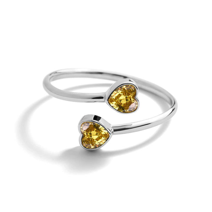 Custom Heart Birthstone Wrap Ring - Wearing Felicity Heart-Birthstone-Wrap-Ring-Yellow-Topaz Wear Felicity