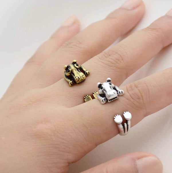 Stylish Hippo Wrap Ring for Animal Lovers - Wearing Felicity Hippo-Wrap-Ring-01 Wear Felicity