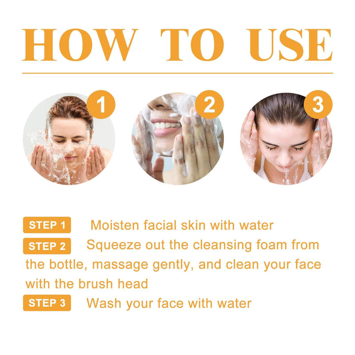 Instructions on how to use a facial cleansing product with step-by-step guidance. Hoygi Turmeric Cleanser: Clear Skin & Diminish Acne Scars Hoygi Turmeric Cleanser Thoroughly Cleans the Face, Diminishes Acne Scars, Hydrates, Lightens, and Enhances the Appearance of the Skin
