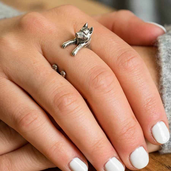 Stylish Husky Wrap Ring - Perfect Gift for Dog Lovers - Wearing Felicity Husky-Wrap-Ring-02 Wear Felicity