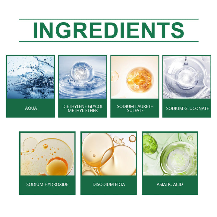 List of ingredients with corresponding images and labels on a white background Jakehoe Oxalic Acid Cleaner for Stubborn Urine Stains Jakehoe Oxalic Acid Cleaner Bathroom Toilet Cleaning Urine Stain Elimination Cleaner