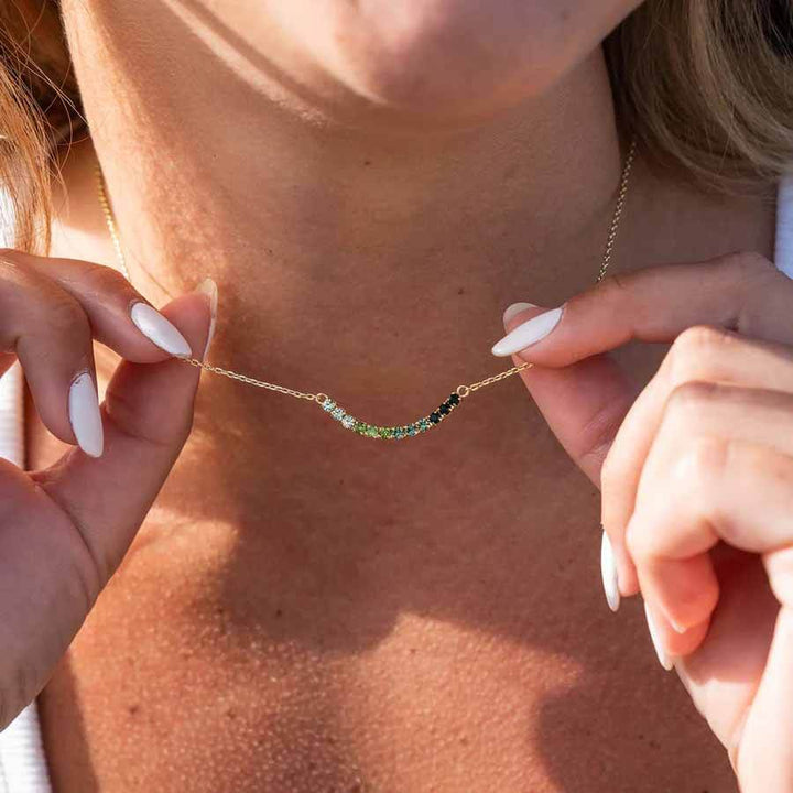 Meaningful Colors Cluster Necklace with Symbolic Virtues - Wearing Felicity Meaningful-Colors-Cluster-Necklace-02 Wear Felicity